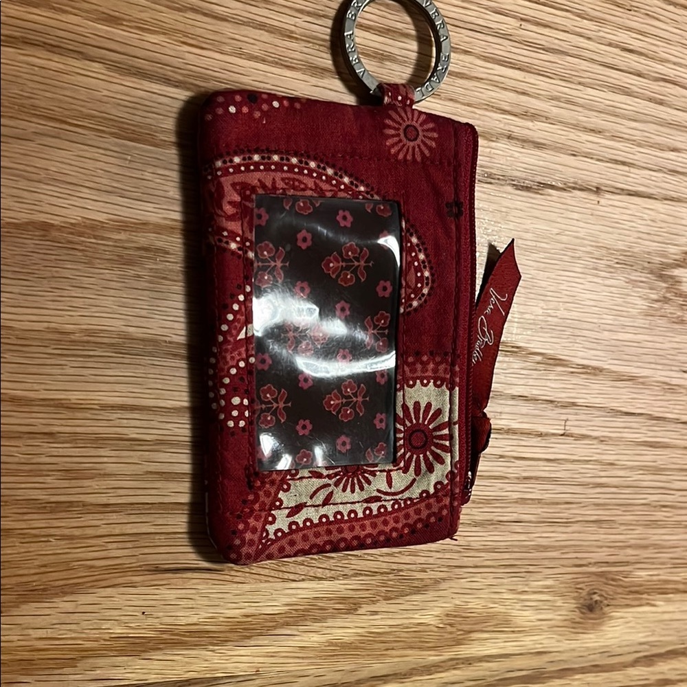 Vera Bradley Red Rhinestone Lanyard Id case missing lanyard strap